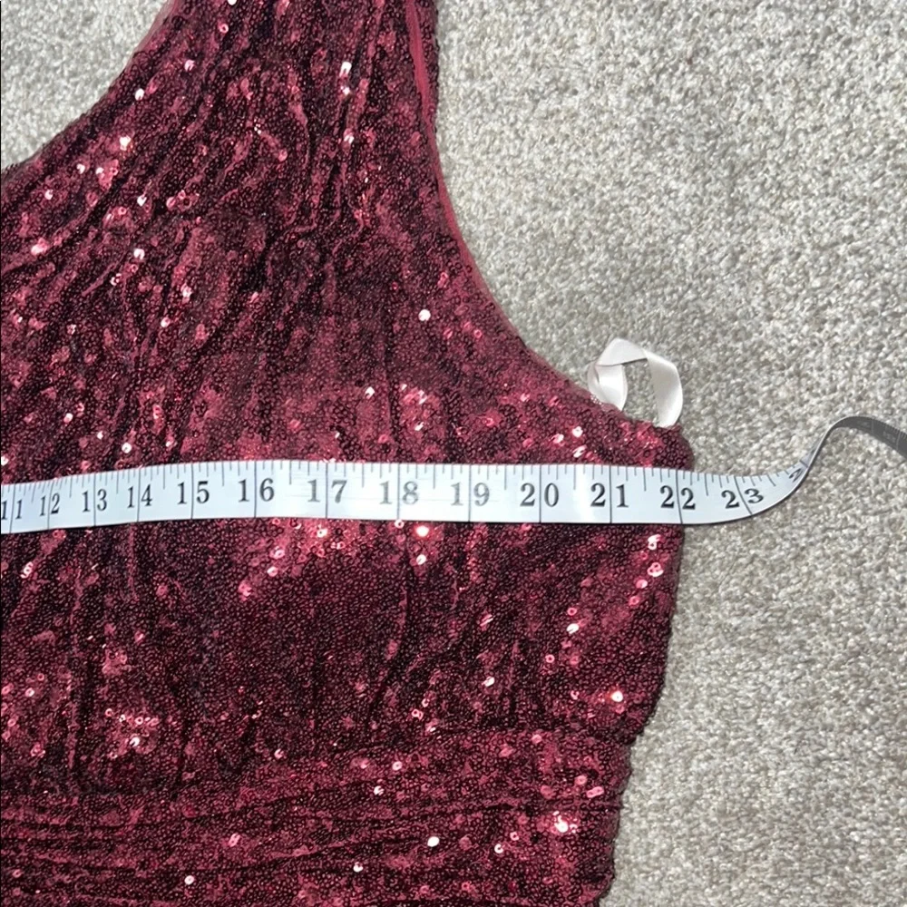 Revelry Red long deep evening dress One Shoulder SequiGown for Weddings zs 22 - Picture 10 of 16